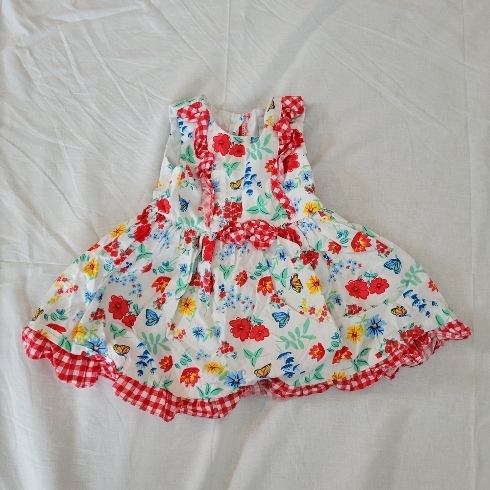 Nanette baby white floral 100% cotton sundress 12m